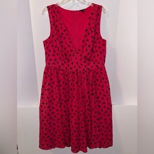 TORRID PINK BLACK BUTTERFLY FULLY LINED CHIFFON‎ KNEE LENGTH SLEEVELESS DRESS 12
